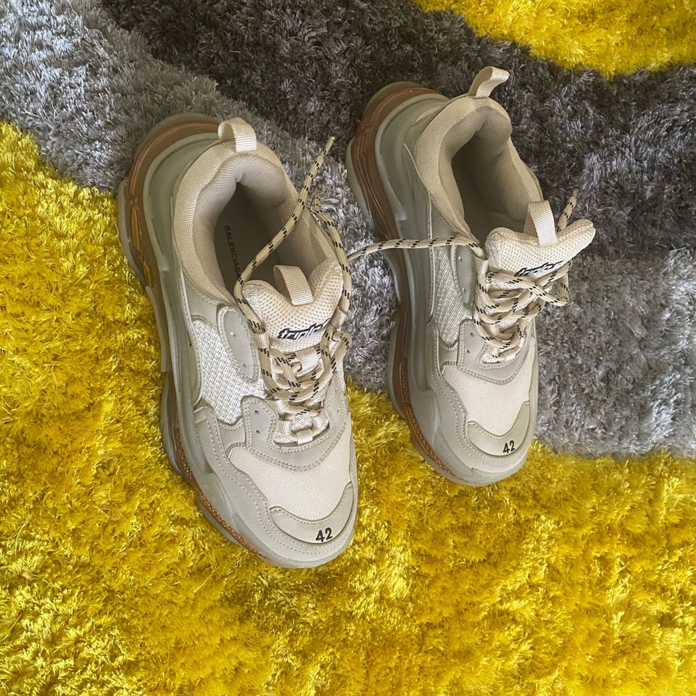 Balenciaga Cream and Brown Fashion Sneakers